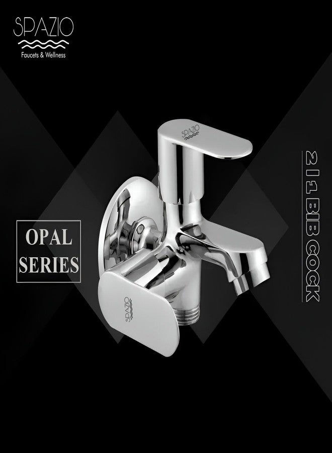 SPAZIO صنبور سبازيو أوبال سيريز نحاسي ثنائي الاتجاه | صنبور 2 في 1 (عبوة من قطعة واحدة) للحمام والمطبخ، مطلي بالكروم والفضة، صنبور مزدوج الكوع (نوع التثبيت على الحائط) - Image 4